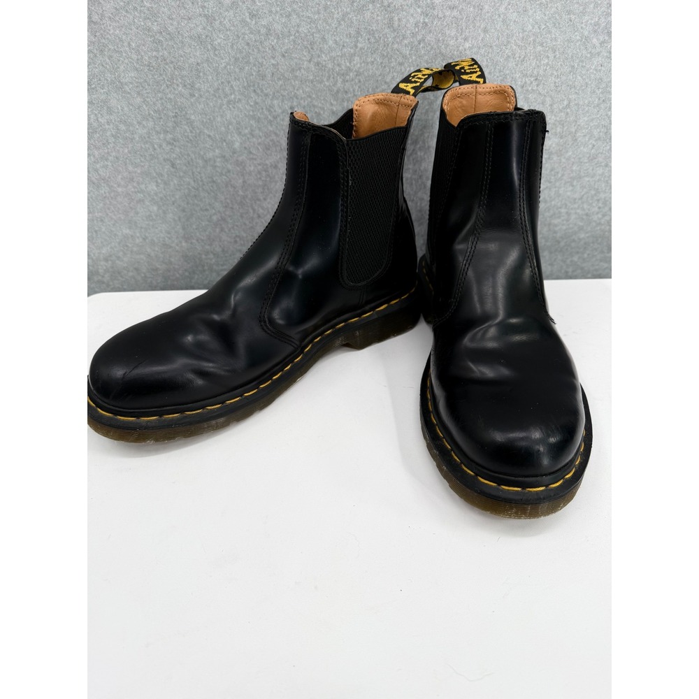 Dr. Martens 2976 YS Chelsea Boots Women 9 Black Smooth Leather Yellow Stitch